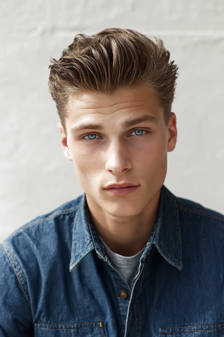 Textured Pompadour with Short Sides — Modern Mens Volume Hairstyle
