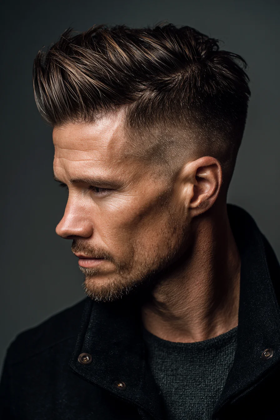 Textured Pompadour with Skin Fade — Modern Mens Short Back & Sides