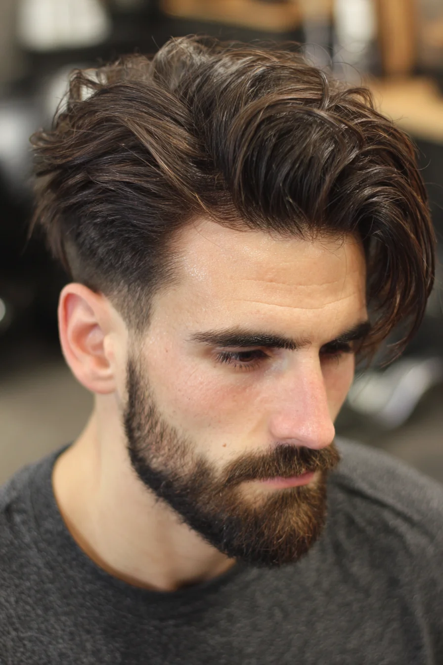 Textured Pompadour with Tapered Sides — Modern Mens Voluminous Style