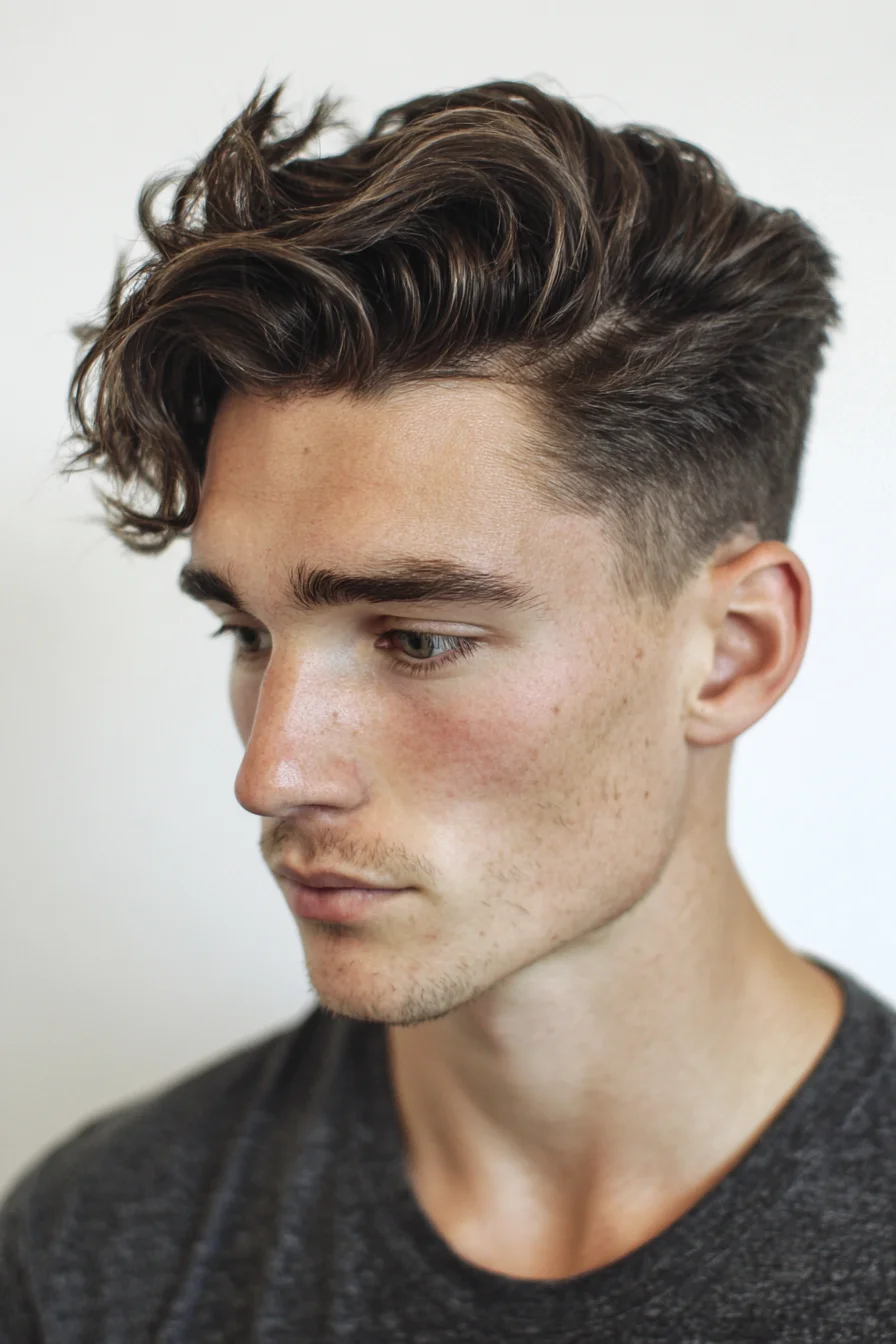 Textured Quiff with Low Fade — Mens Medium-Length Hairstyle