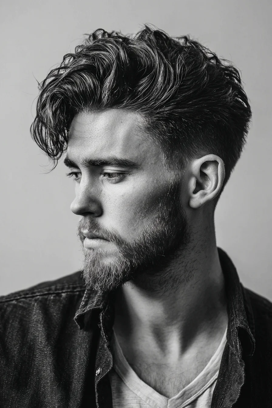 Textured Quiff with Low Fade — Modern Mens Hairstyle for Wavy, Thick Hair