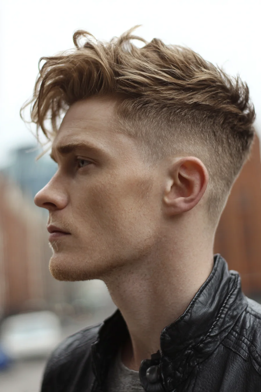 Textured Quiff with Low Skin Fade - Modern Mens Short Sides, Long Top