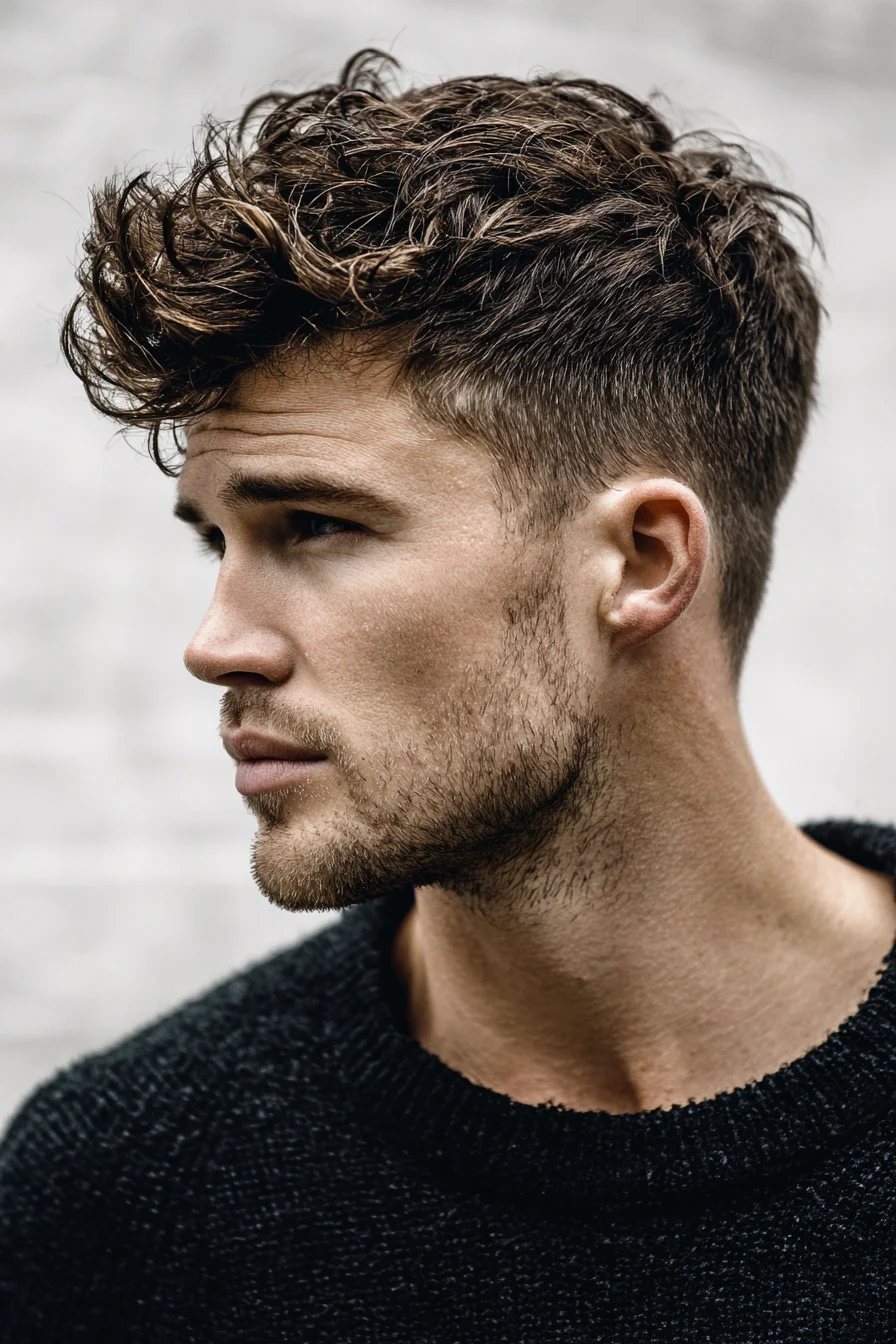 Textured Quiff with Tapered Sides — Modern Men’s Short Top, Long Texture