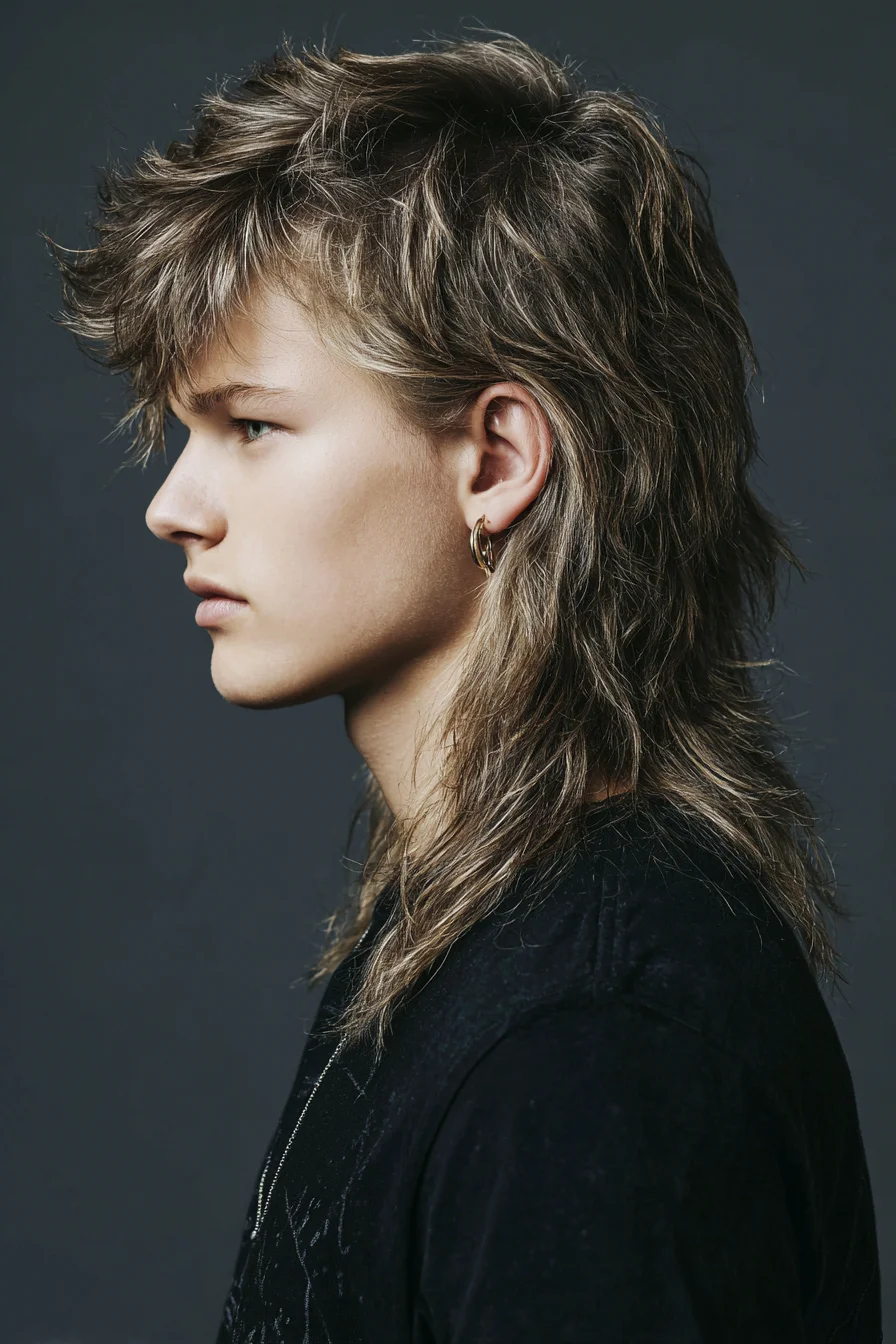 Textured Shag Mullet for Men — Modern Layered Medium-Length Hairstyle