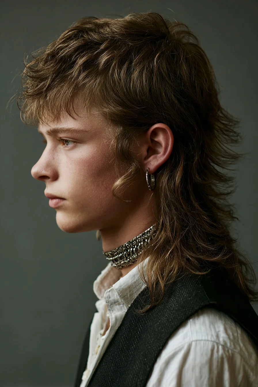 Textured Shag Mullet with Curtain Fringe — Mens Layered Medium Cut