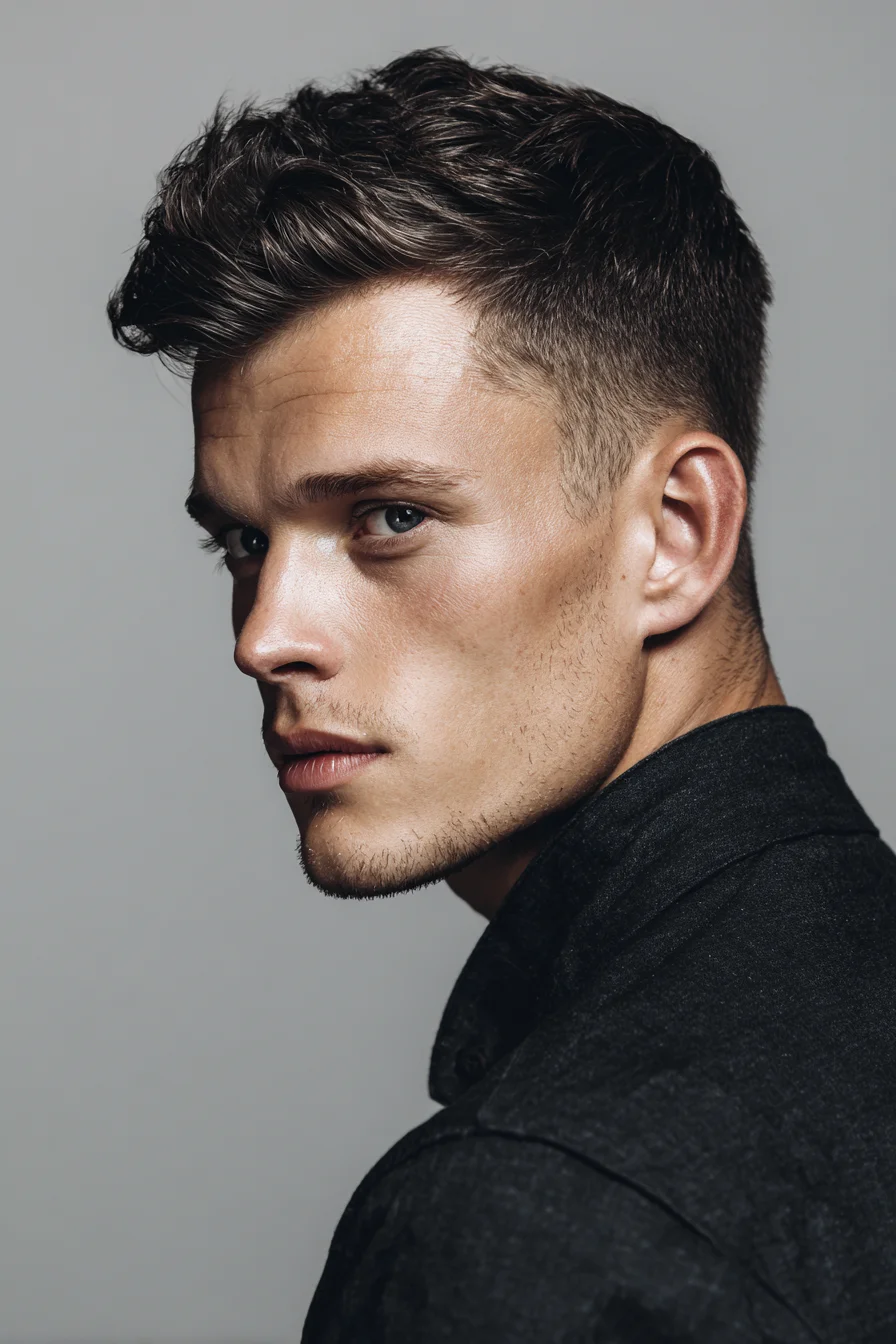 Textured Short Quiff with Tapered Sides for Men