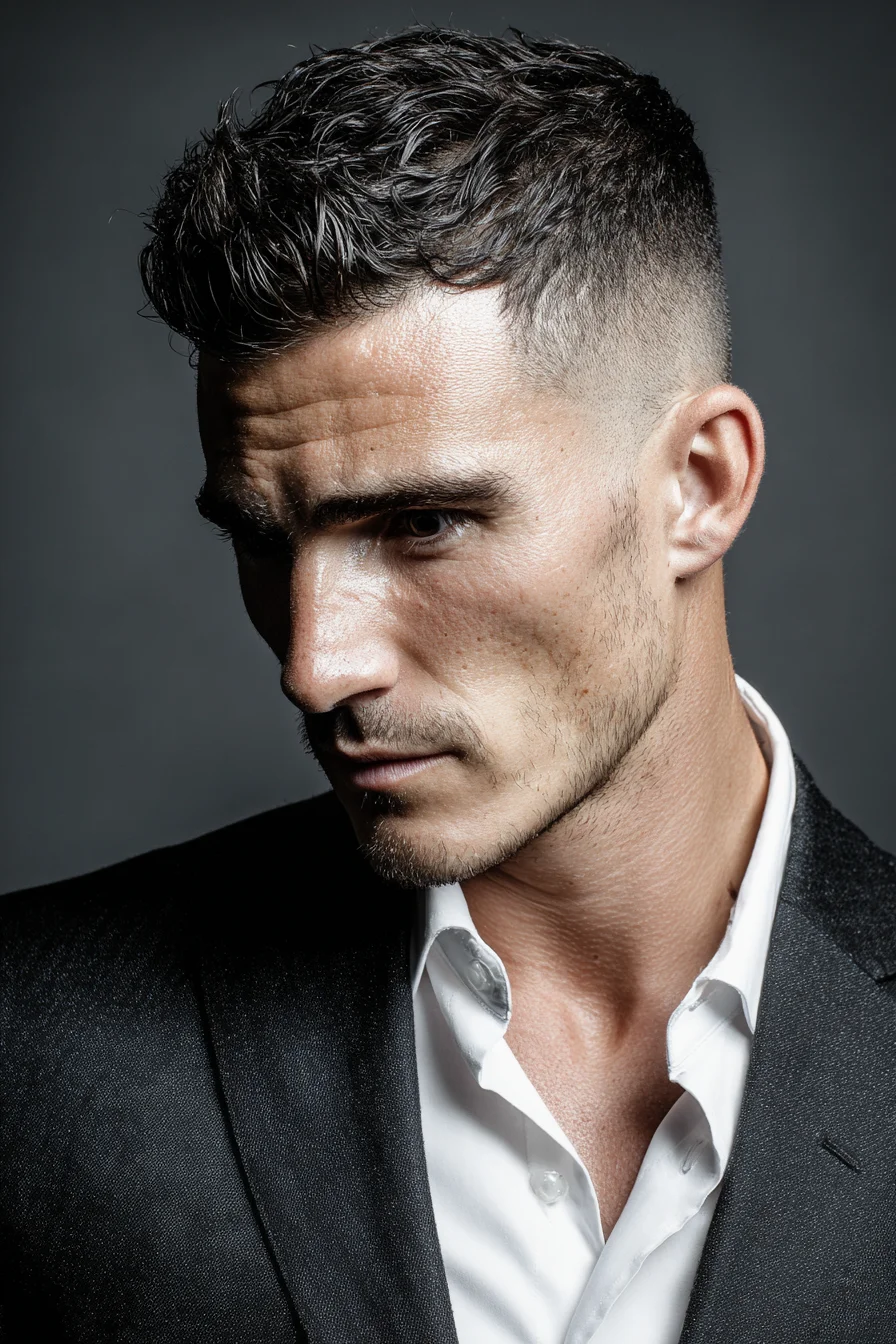 Textured Short Top with High Skin Fade — Mens Crop Fade Hairstyle