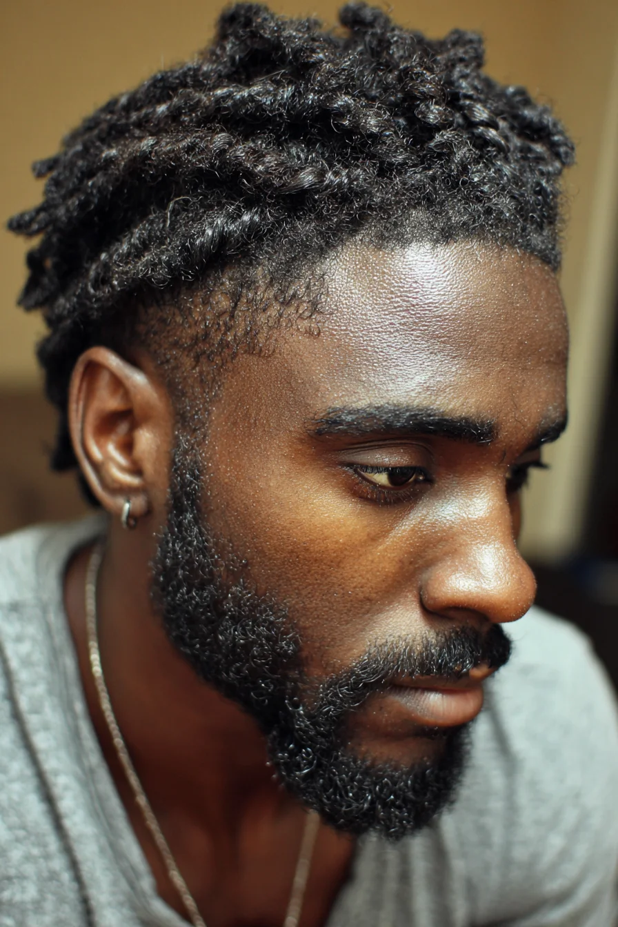 Textured Short Twists with Tapered Sides — Mens Natural Hairstyle