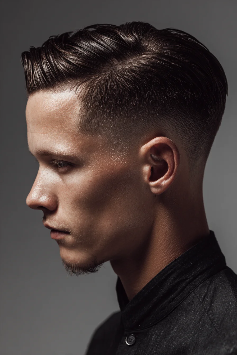 Textured Side Part with Low Fade — Mens Classic Pompadour