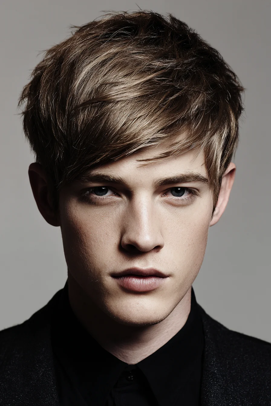 Textured Side-Swept Fringe for Men — Layered Crop Hairstyle