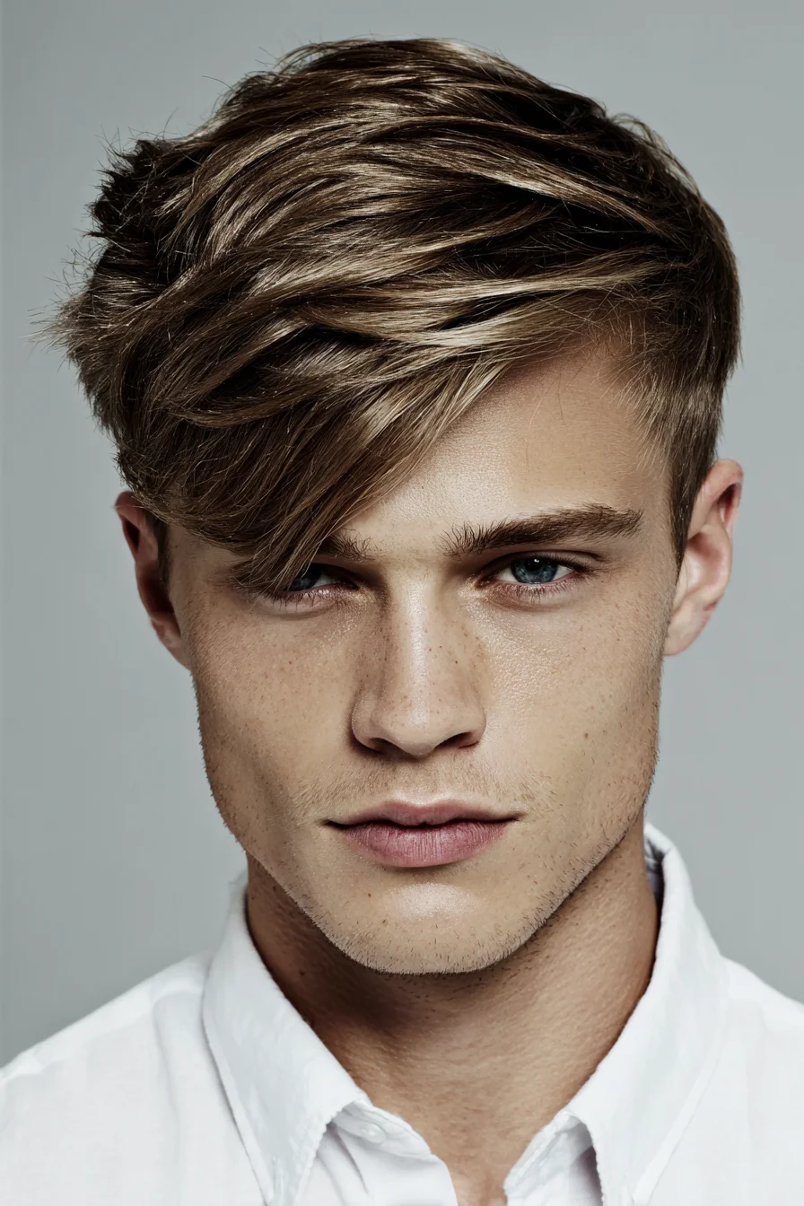 Textured Side-Swept Fringe with Tapered Sides