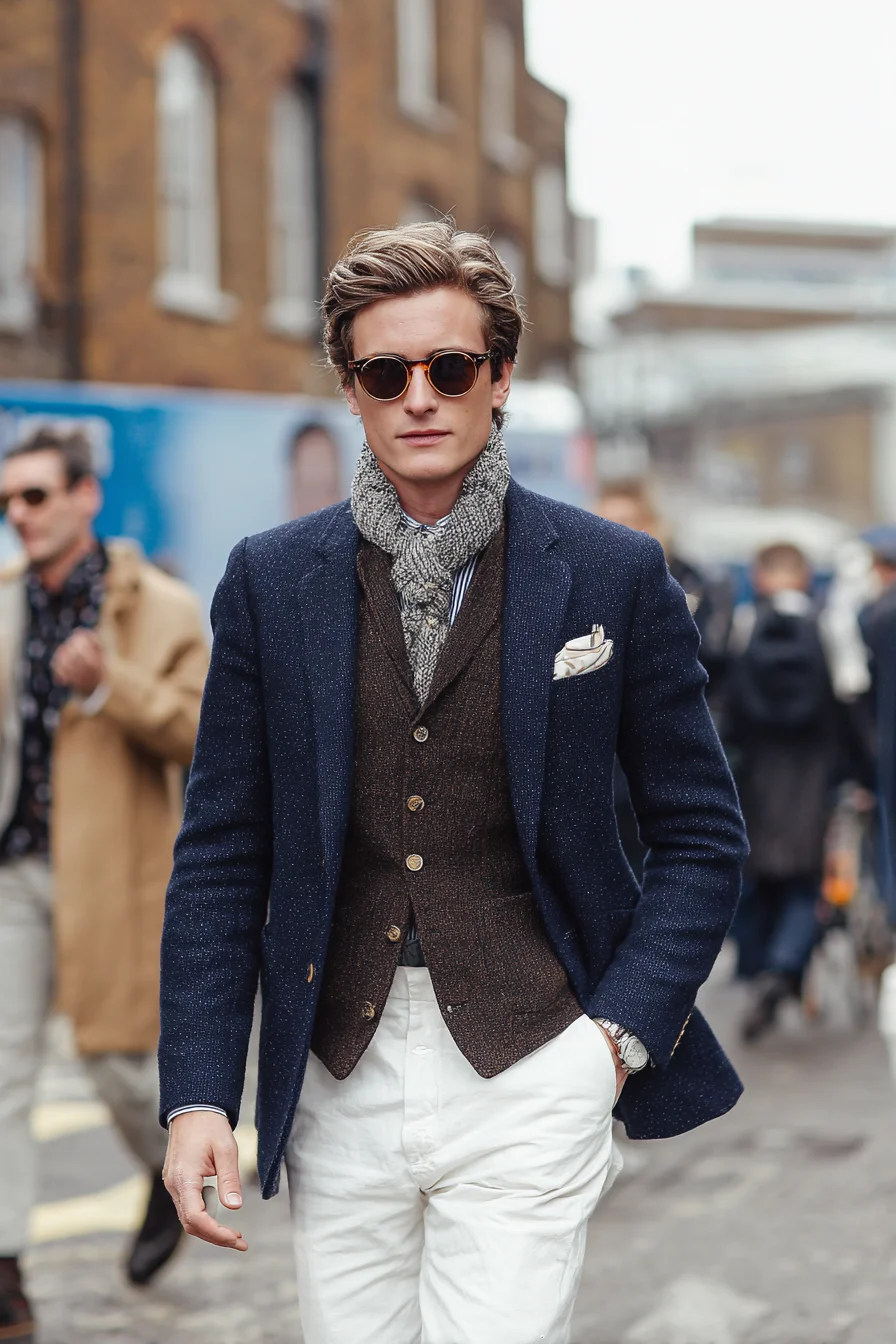 Textured Side-Swept Medium-Length Hairstyle for Men