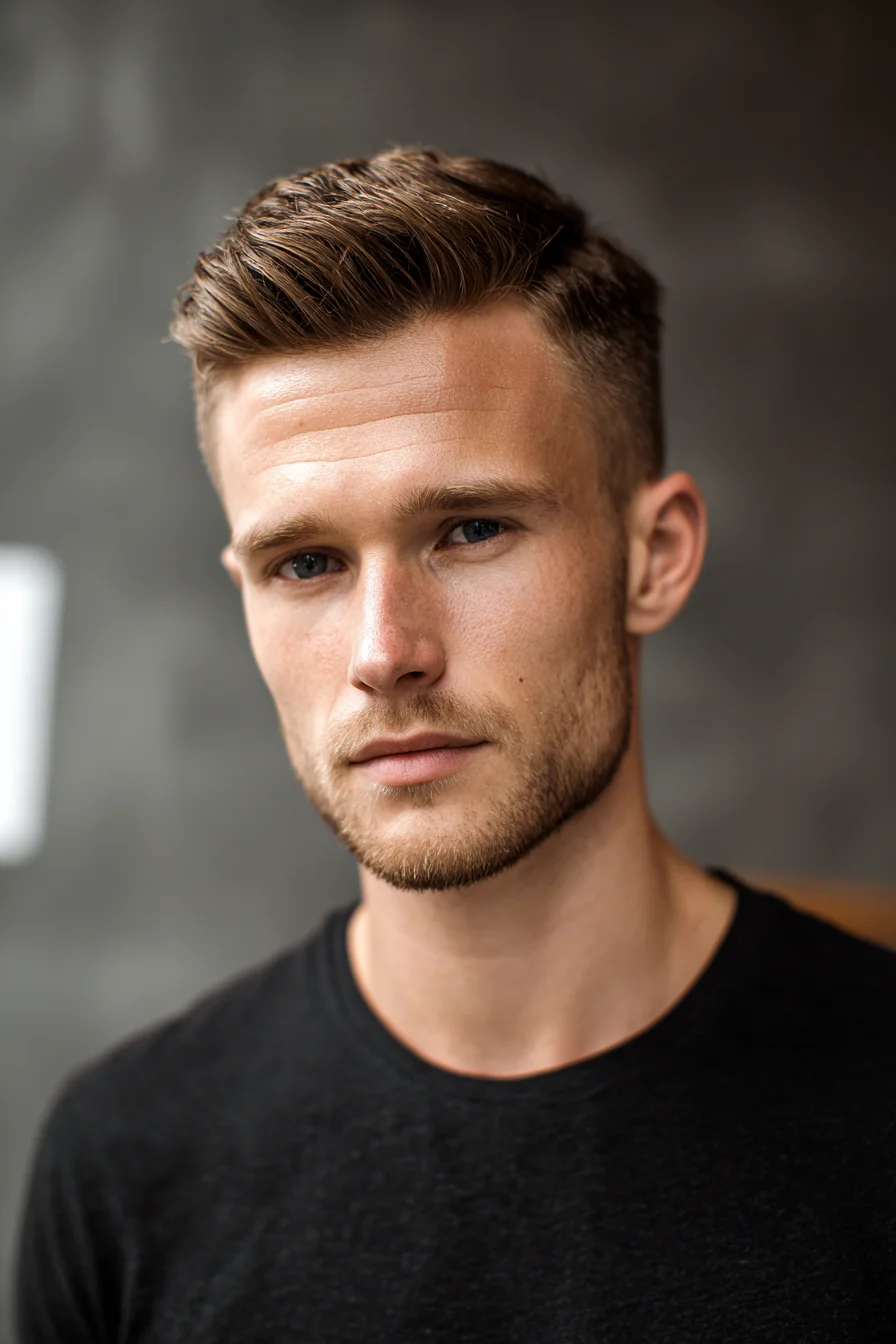 Textured Side-Swept Quiff with Tapered Sides