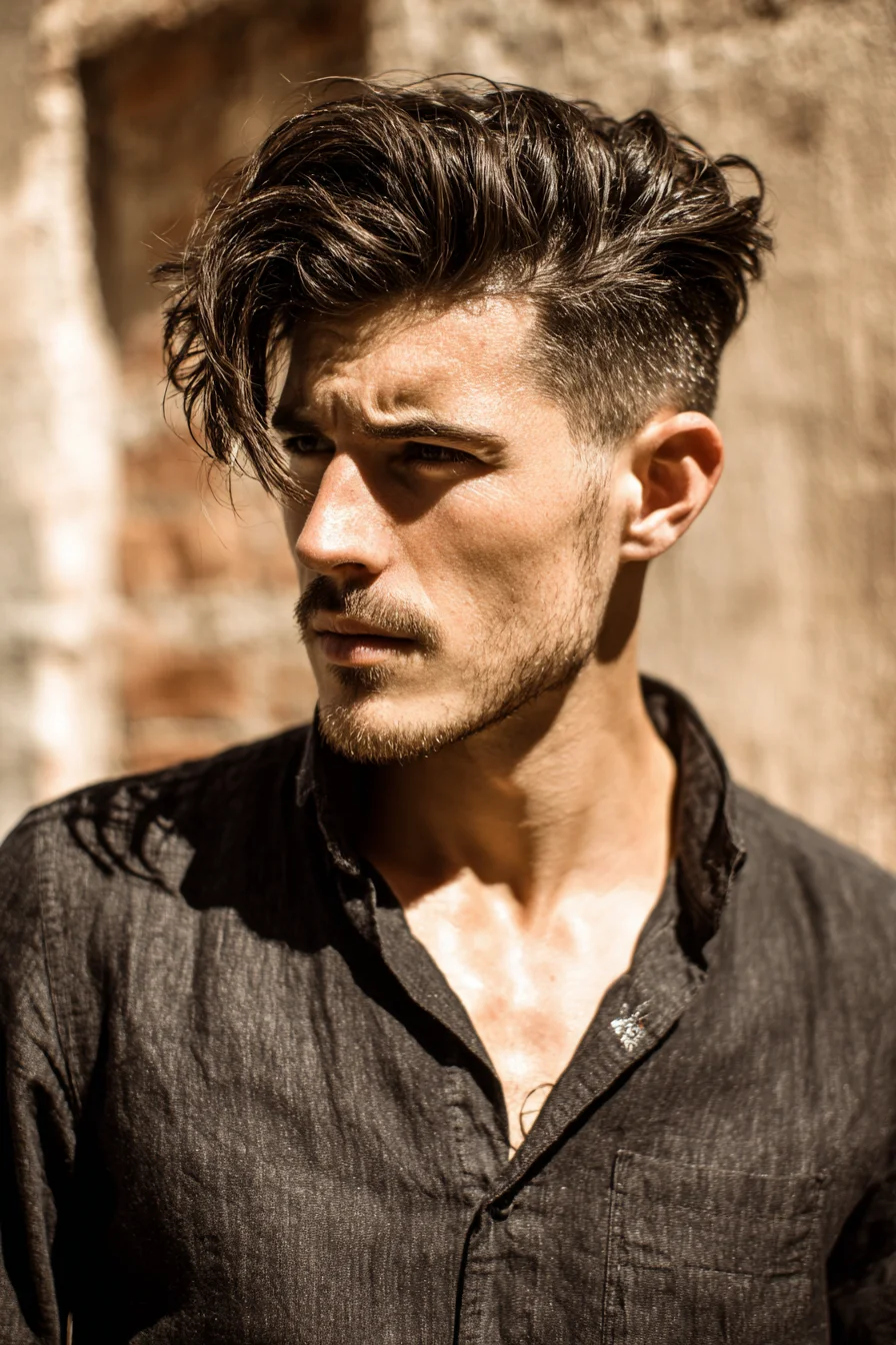Textured Side-Swept Quiff with Tapered Undercut