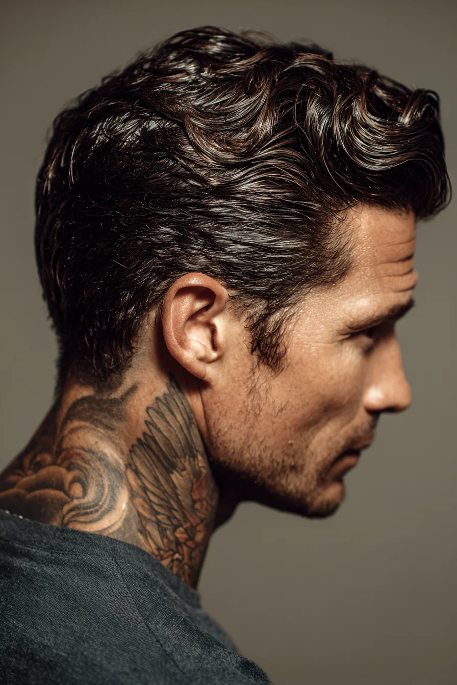 Textured Slick-Back for Men — Medium-Length Top with Tapered Sides