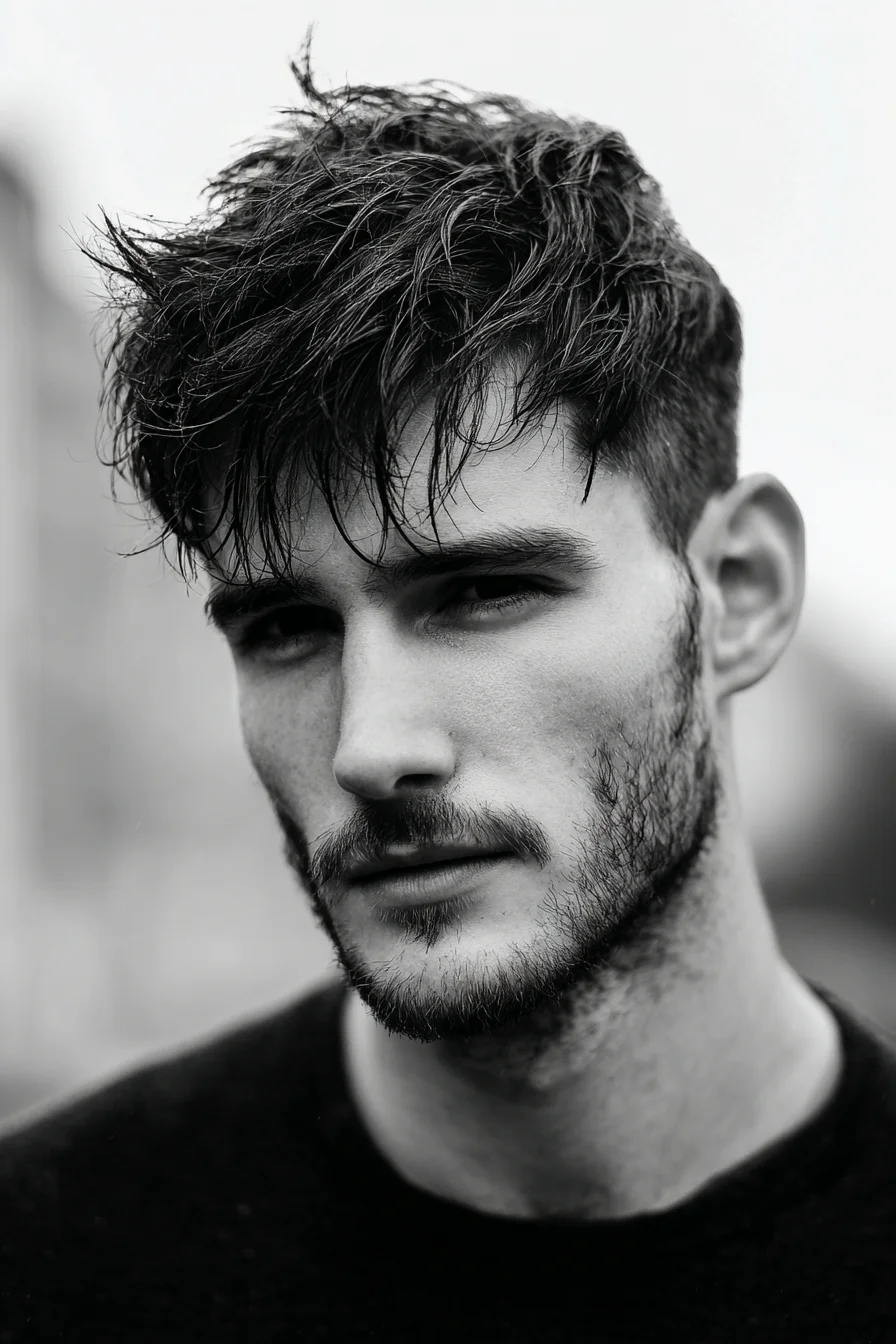 Textured Tousled Crop with Messy Fringe for Men