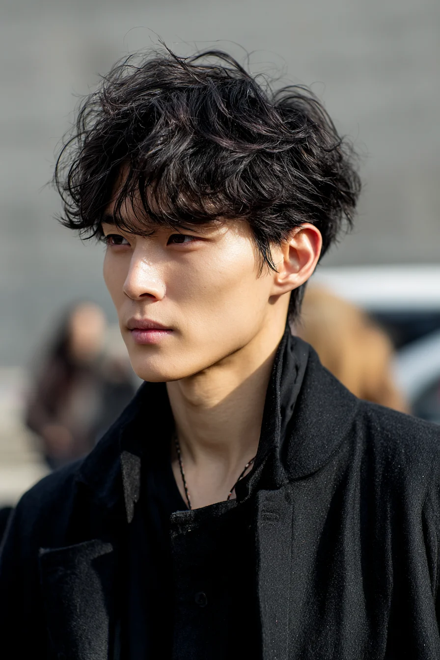 Textured Tousled Fringe for Men — Natural Wavy Top with Tapered Sides