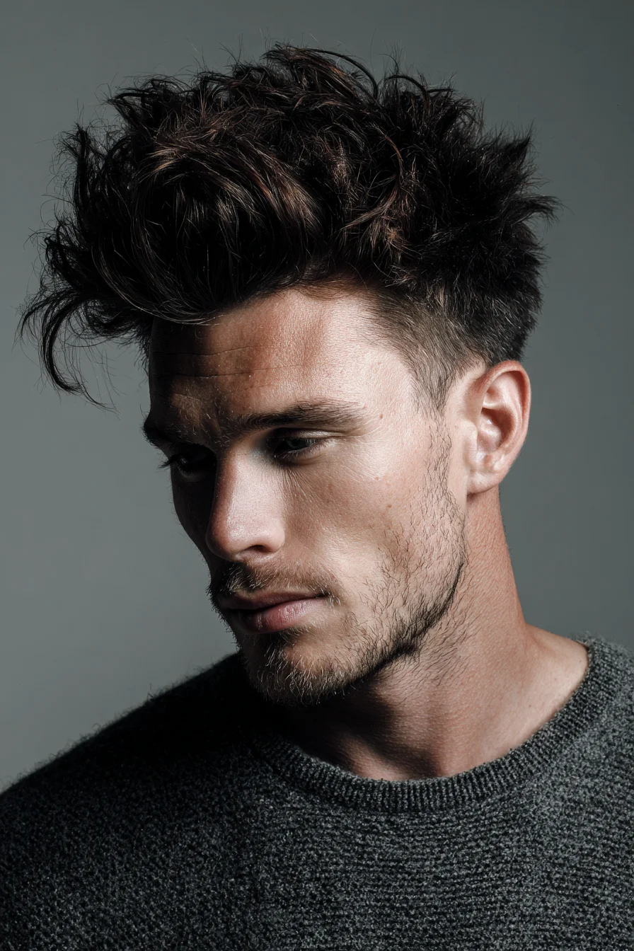 Textured Tousled Quiff with Short Sides — Modern Mens Voluminous Hairstyle