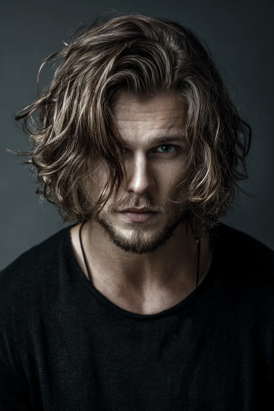 Textured Tousled Wavy Mid-Length Hairstyle for Men