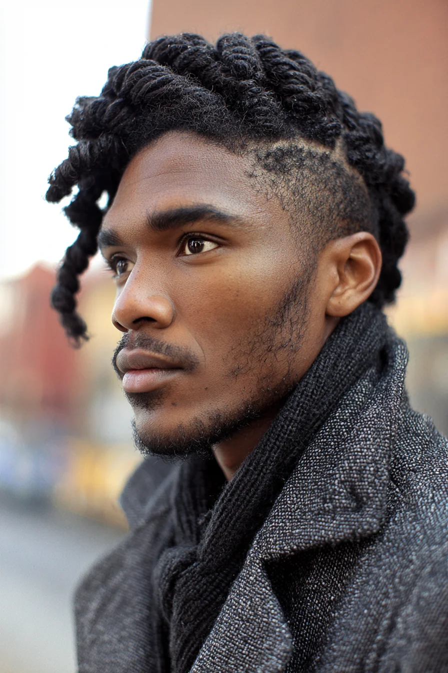 Textured Two‑Strand Twists with Low Fade and Defined Side Part