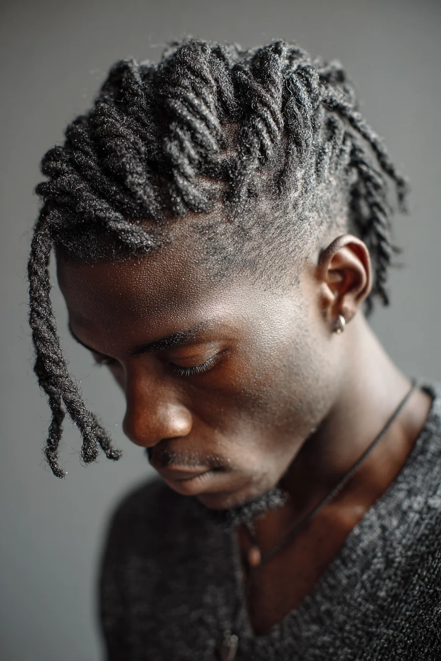 Textured Two-Strand Twists with Low Fade — Mens Natural Hair Style