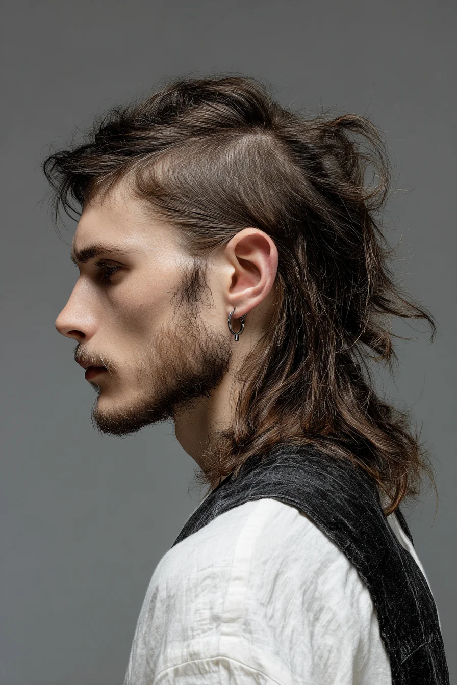 Textured Undercut Mullet for Men — Long Layered Style with Shaved Sides