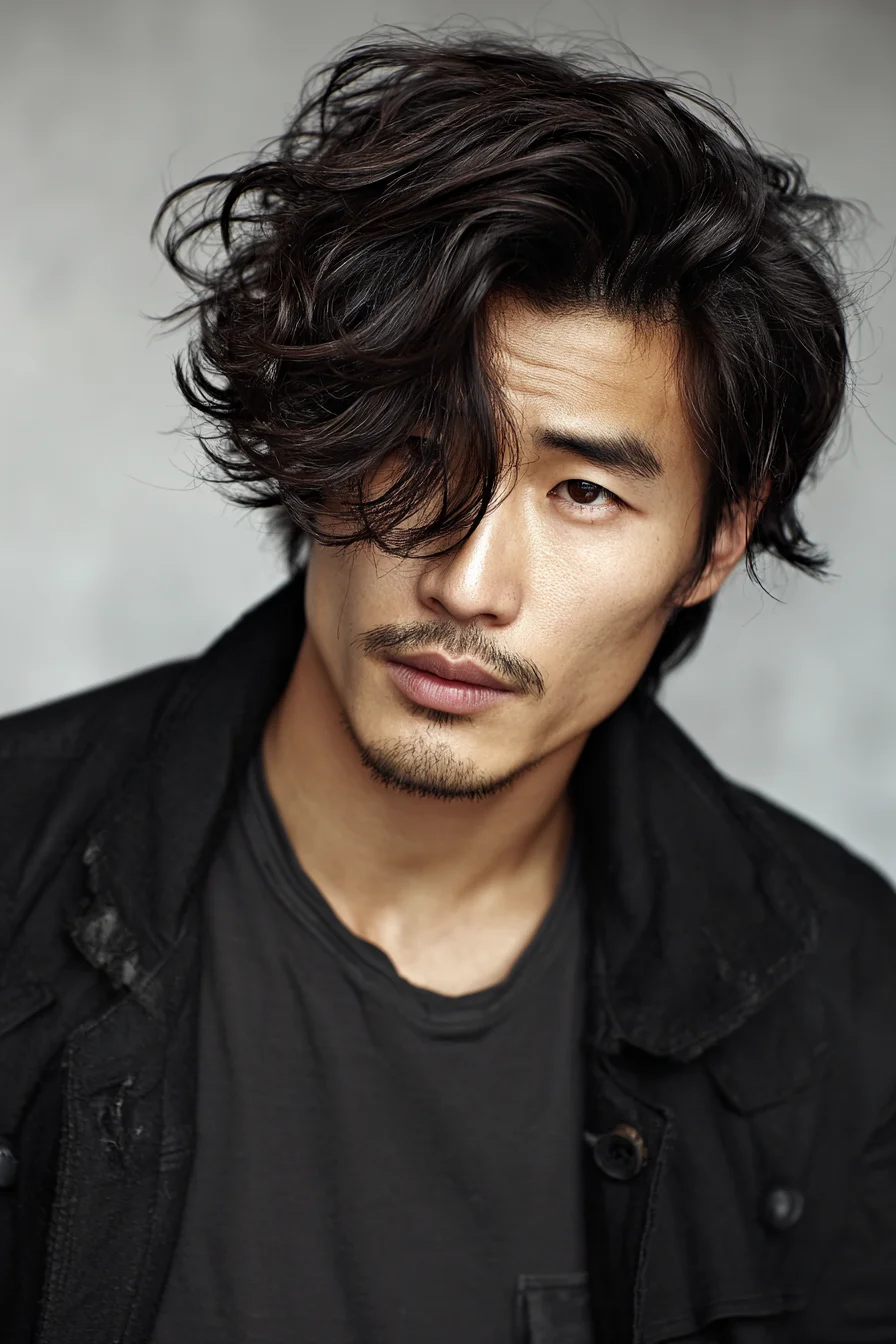Textured Wavy Fringe for Men — Tousled Medium-Length Hairstyle