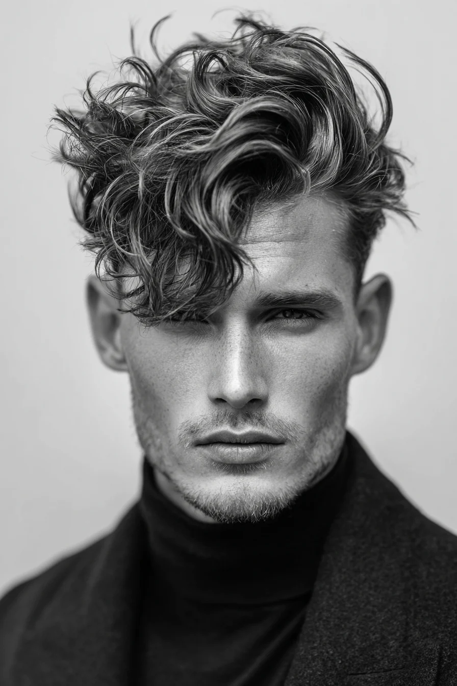 Textured Wavy Fringe with Short Sides — Modern Mens Long Top Hairstyle