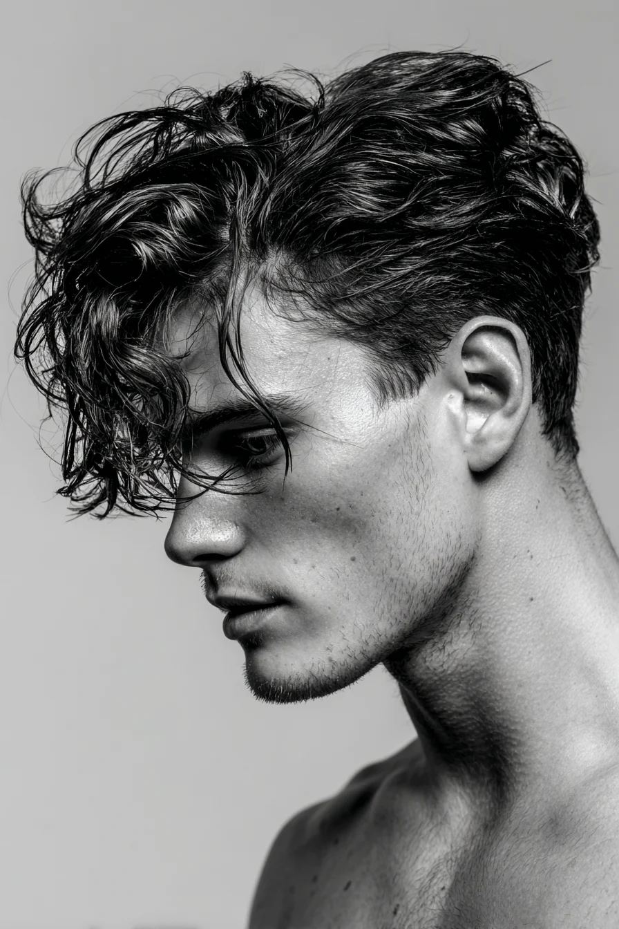 Textured Wavy Fringe with Tapered Sides — Mens Medium-Length Hairstyle