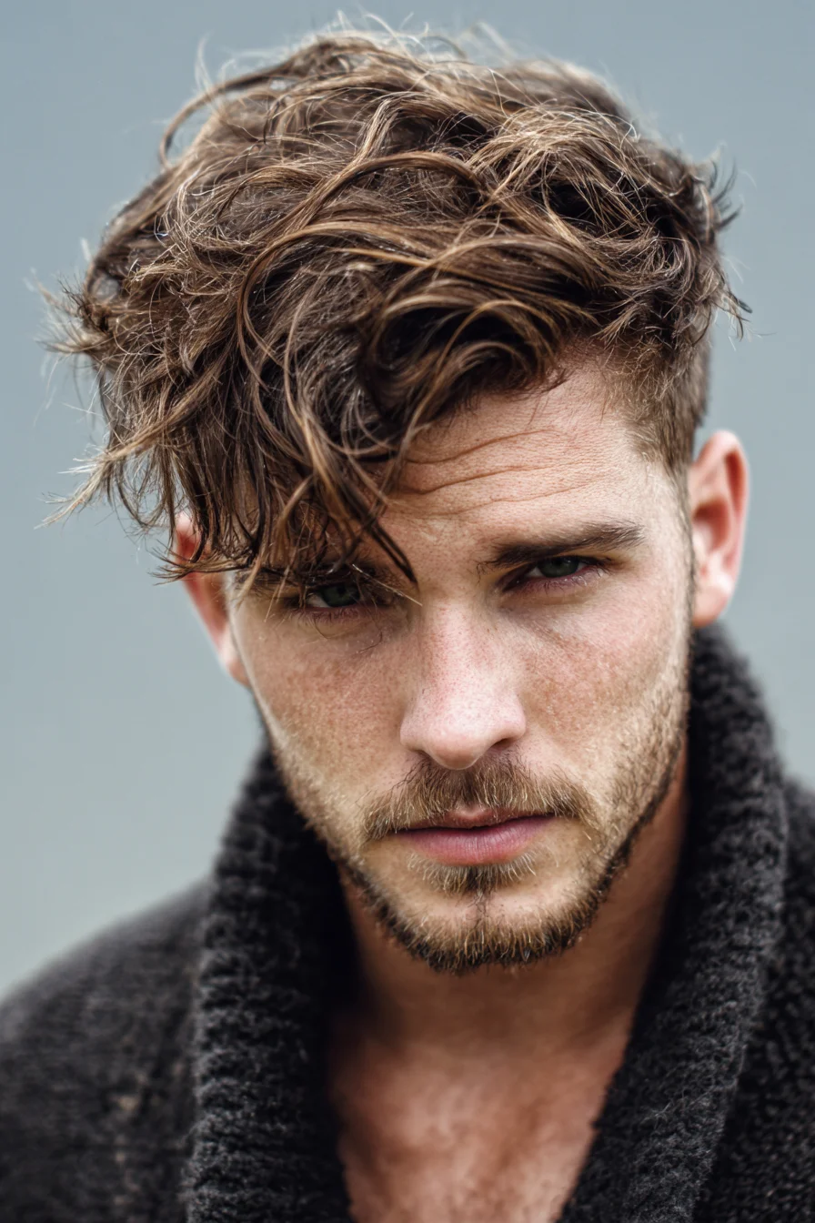 Textured Wavy Fringe with Tapered Sides — Modern Mens Tousled Cut