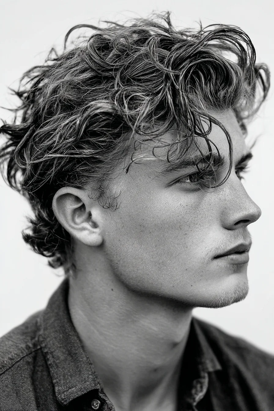 Textured Wavy Medium-Length Hairstyle for Men — Messy Quiff & Natural Volume