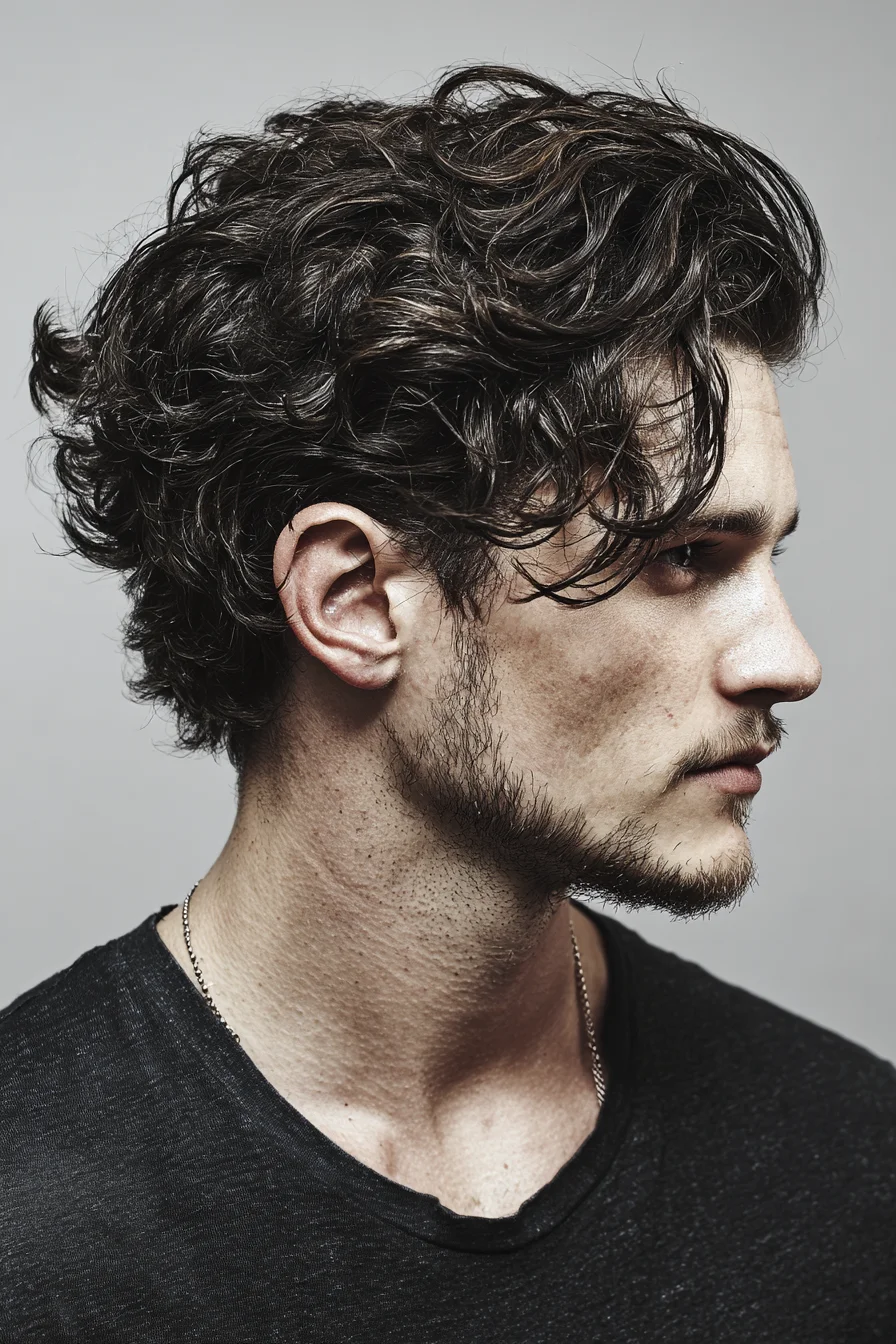 Textured Wavy Medium-Length Mens Cut with Natural Volume