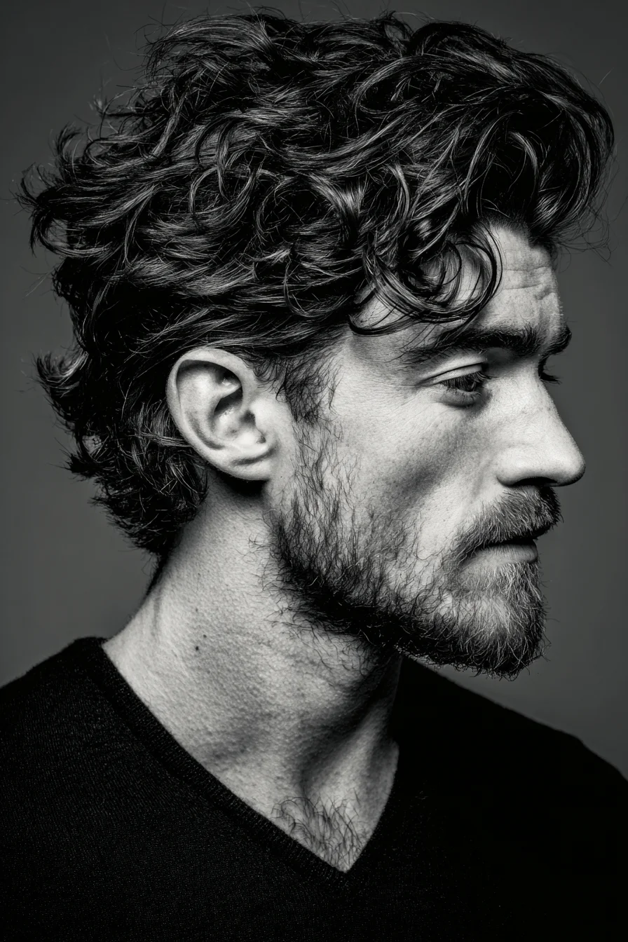Textured Wavy Medium-Length Mens Haircut with Tousled Volume