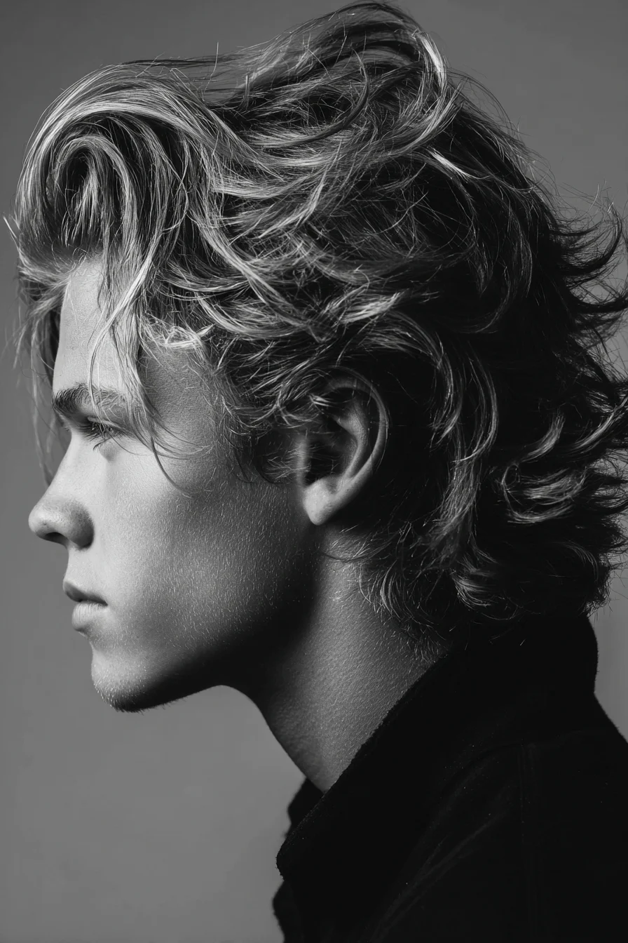 Textured Wavy Medium-Length Mens Hairstyle — Tousled Sweep