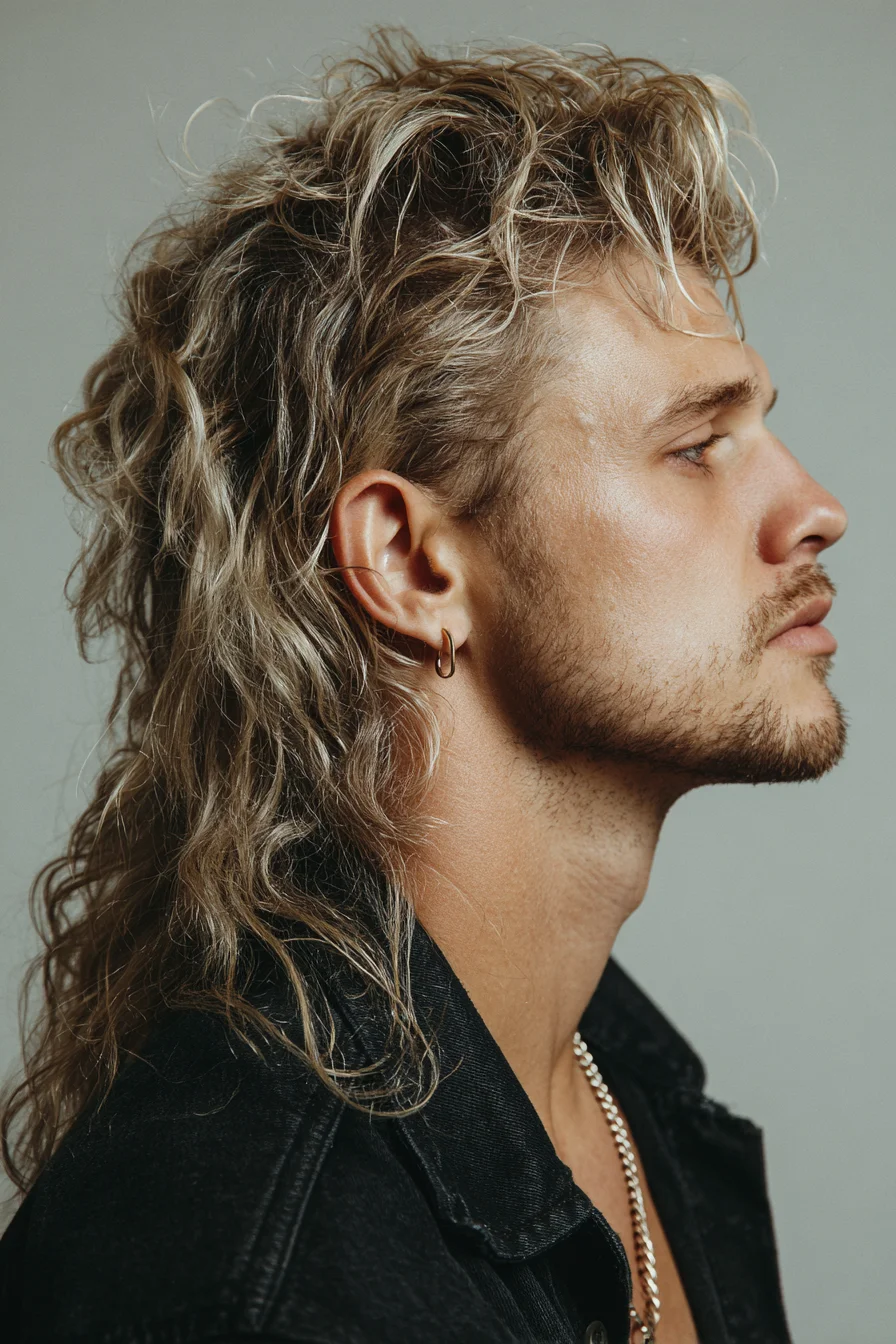 Textured Wavy Mullet for Men — Modern Long Top with Tapered Sides