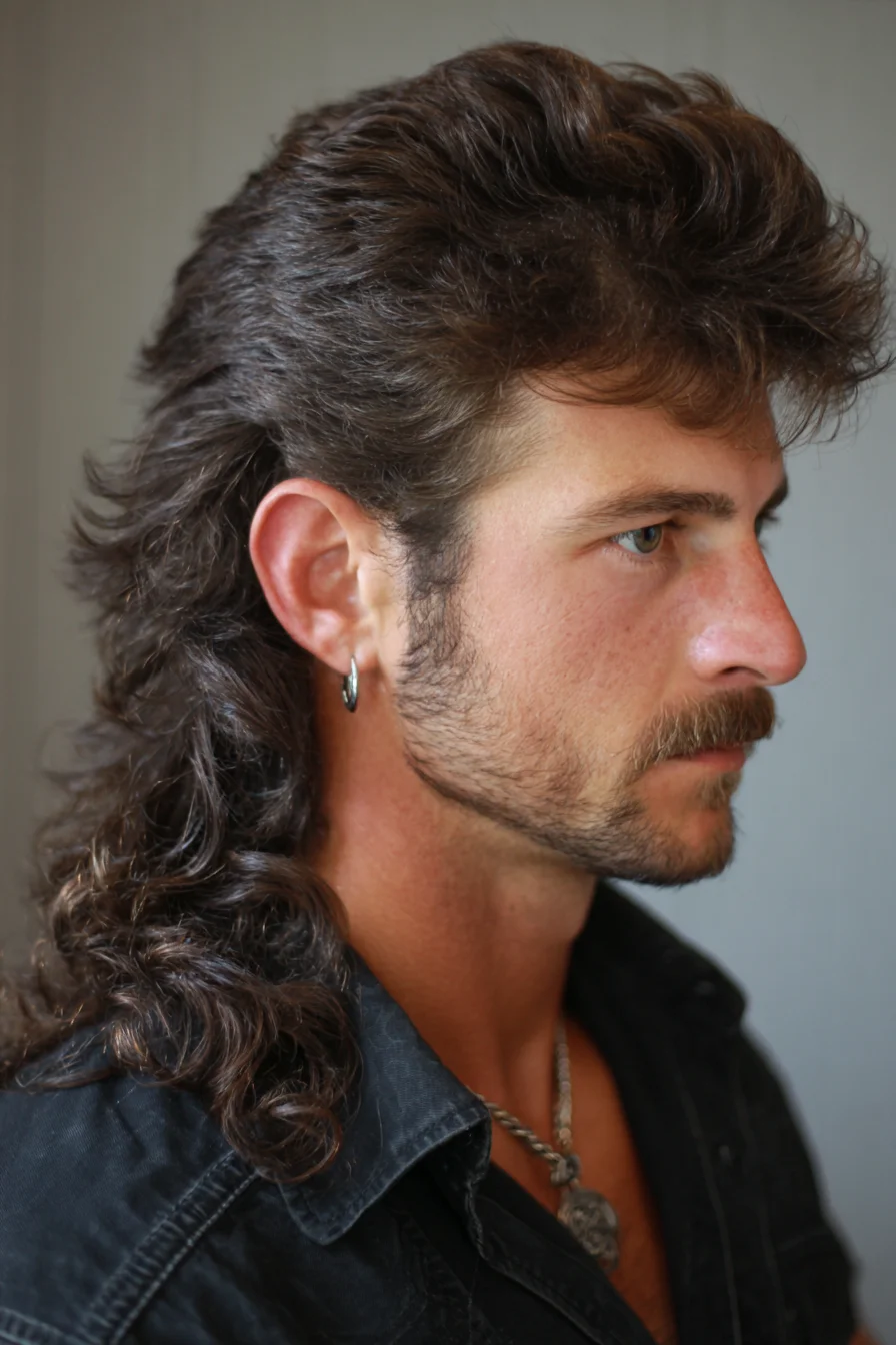 Textured Wavy Mullet for Men — Tapered Sides with Long Back