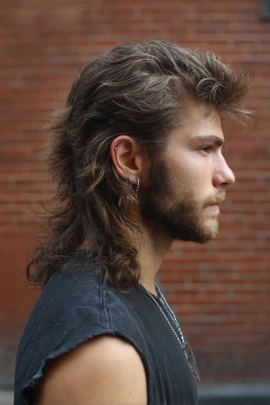 Textured Wavy Mullet — Layered Medium-Length Mens Hairstyle