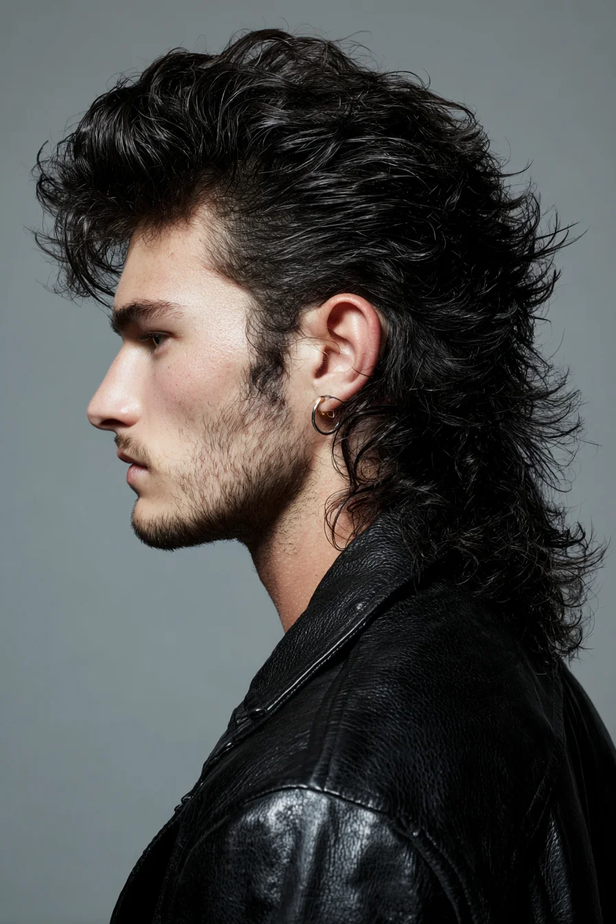 Textured Wavy Mullet — Mens Voluminous Medium-Length Hairstyle