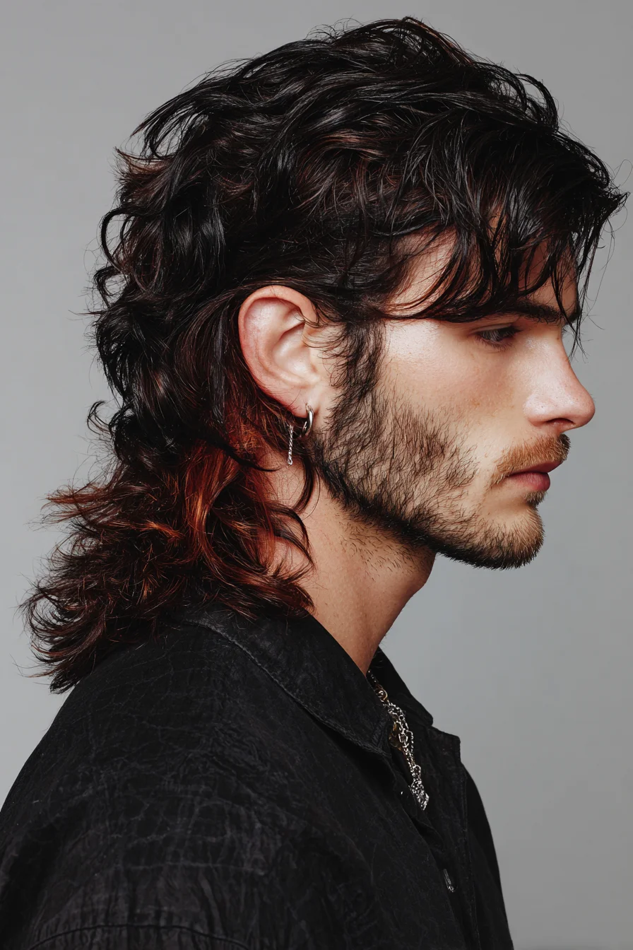 Textured Wavy Mullet with Curtain Fringe — Modern Mens Layered Hairstyle