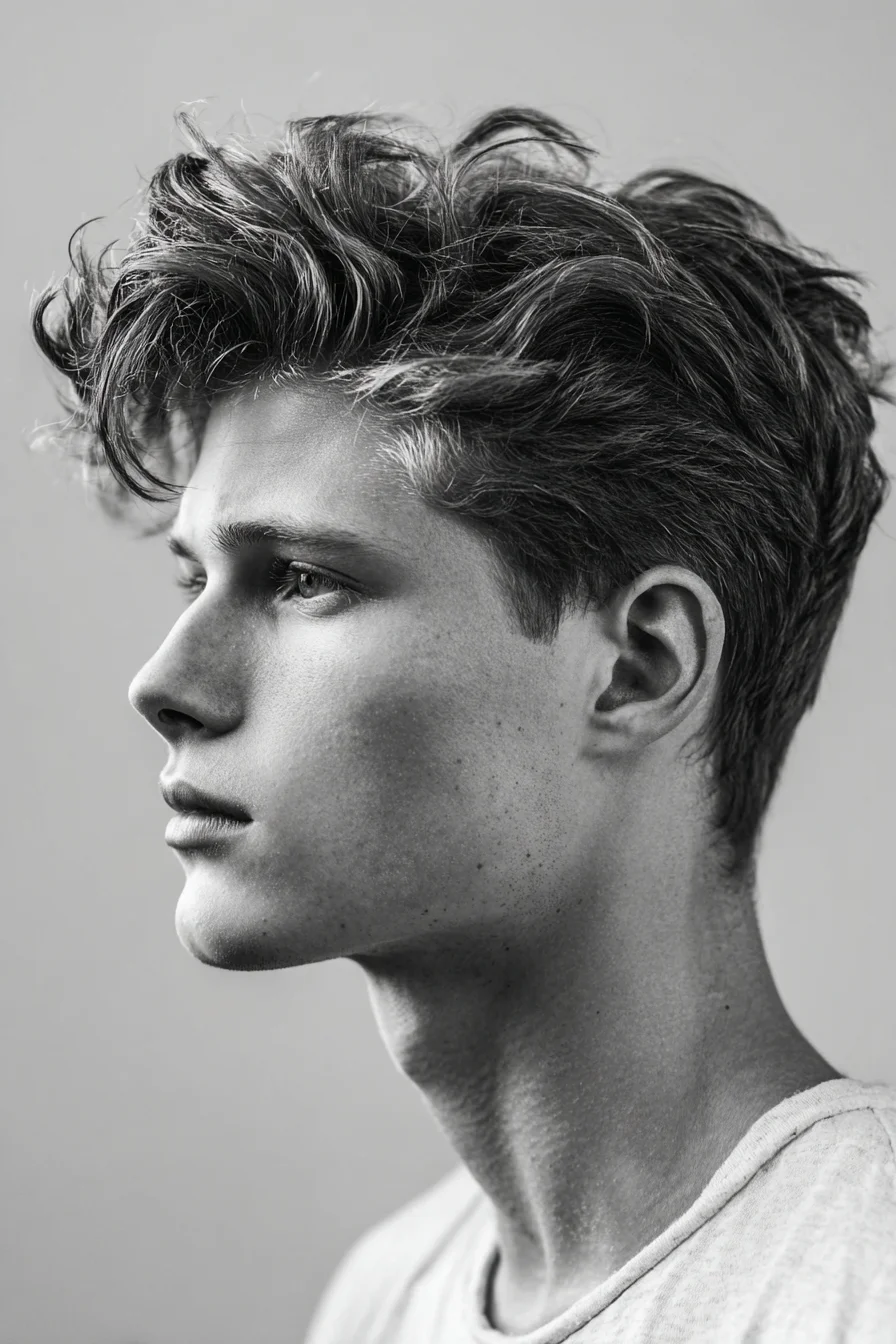 Textured Wavy Quiff with Tapered Sides