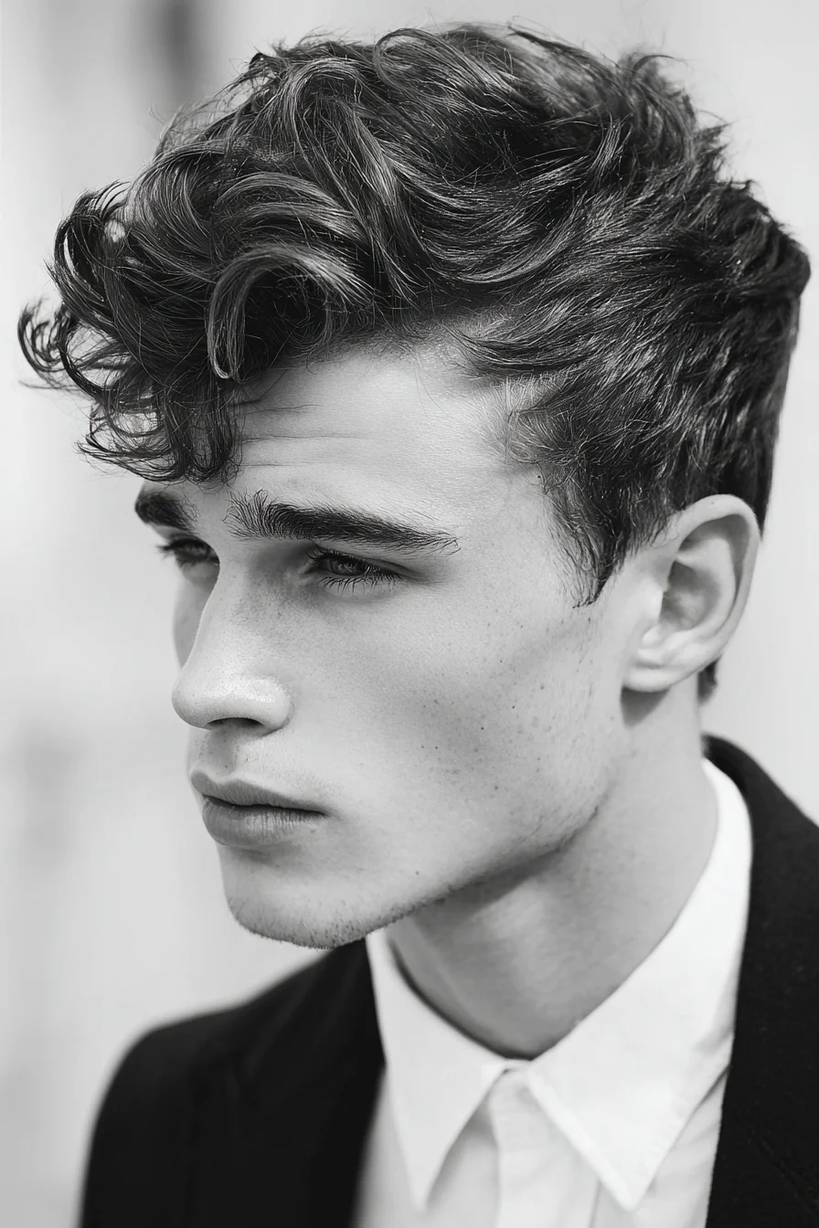 Textured Wavy Quiff with Tapered Sides - Modern Mens Hairstyle