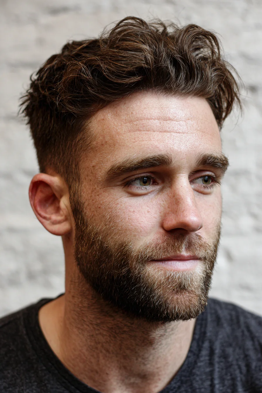 Textured Wavy Quiff with Tapered Sides — Modern Mens Short Top Hairstyle