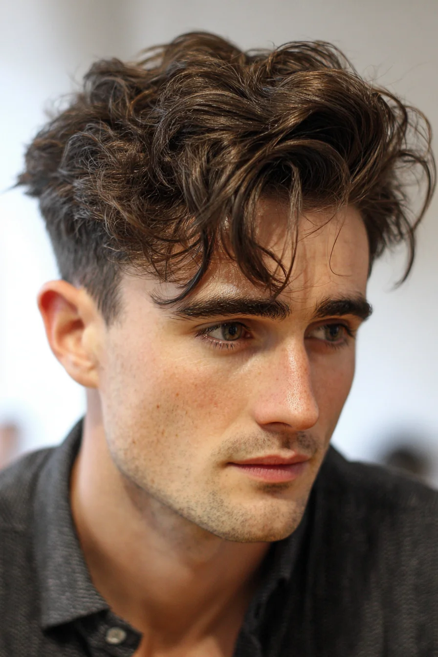 Textured Wavy Quiff with Tapered Sides