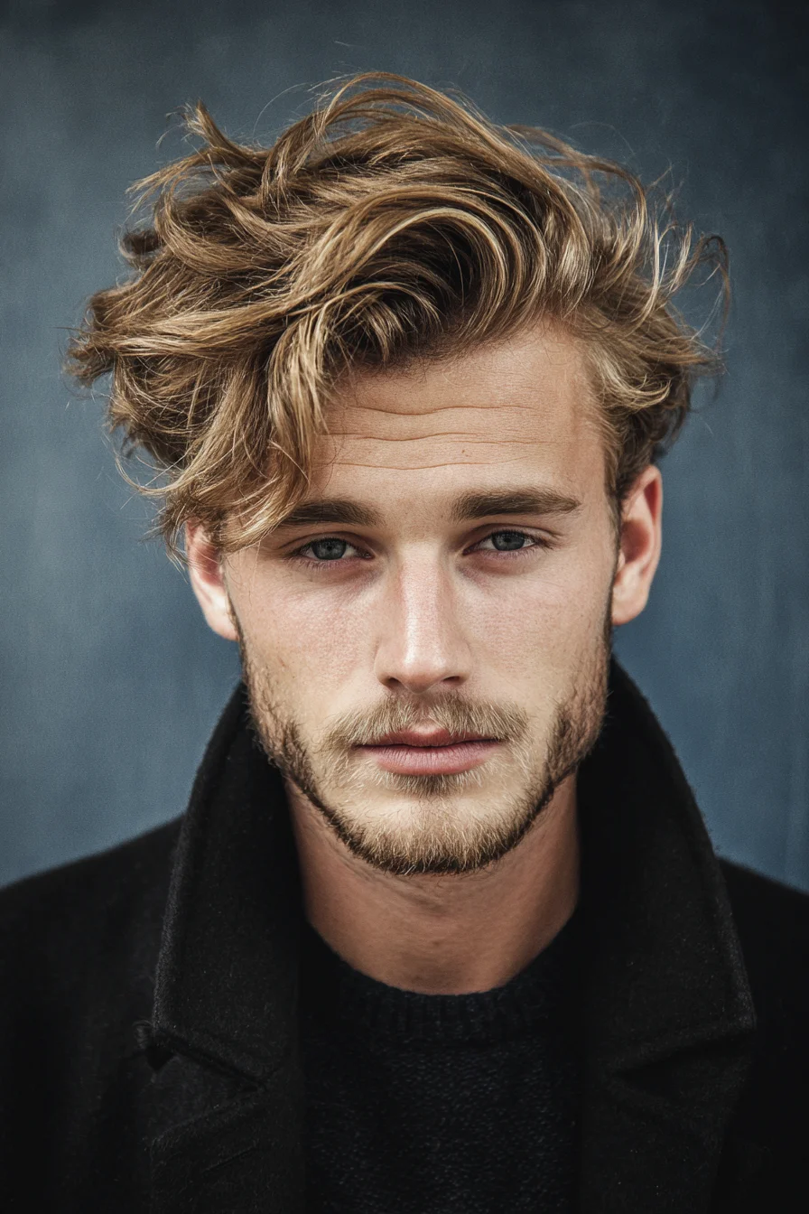 Textured Wavy Side‑Swept Quiff for Men — Medium‑Length Styling