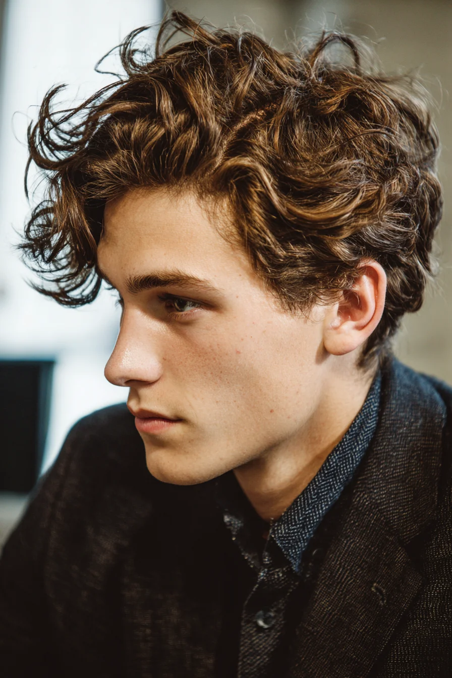 Textured Wavy Top with Tapered Sides — Modern Mens Curly Hairstyle