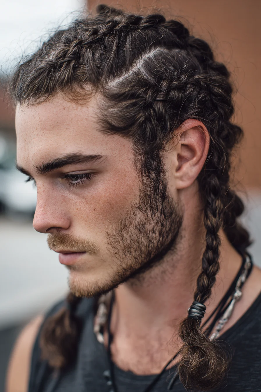 Tight Double Dutch Braids for Men — Braided Long Hairstyle