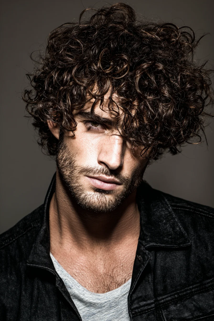 Tousled Curly Fringe for Men — Medium-Length Textured Curls