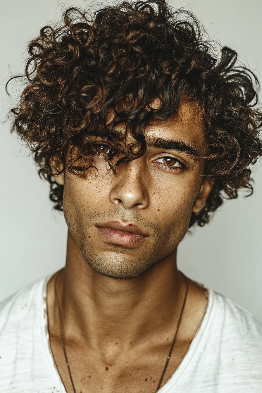 Tousled Curly Fringe with Natural Texture — Mens Curly Hairstyle