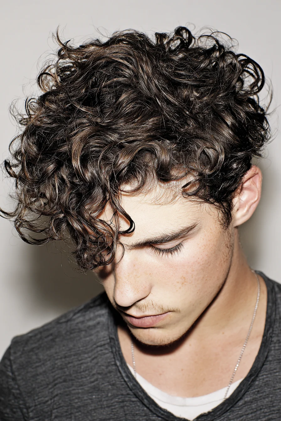 Tousled Curly Top with Tapered Sides — Mens Curly Hairstyle