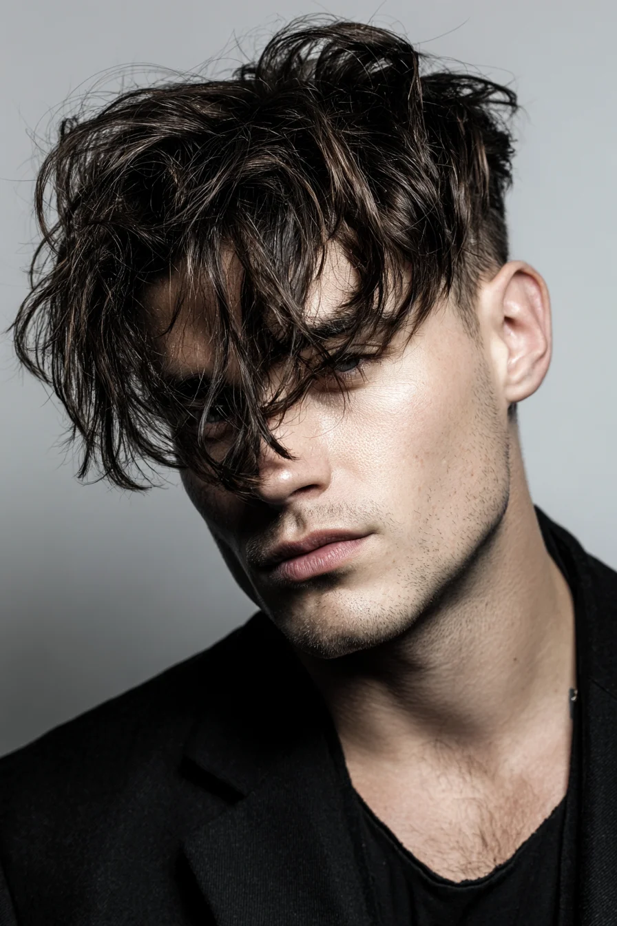 Tousled Textured Fringe with Tapered Sides — Mens Messy Haircut